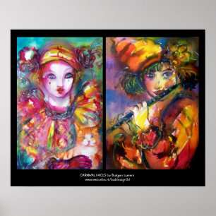 CARNIVAL FACES Venetian Masquerade, Flutist Piero Poster