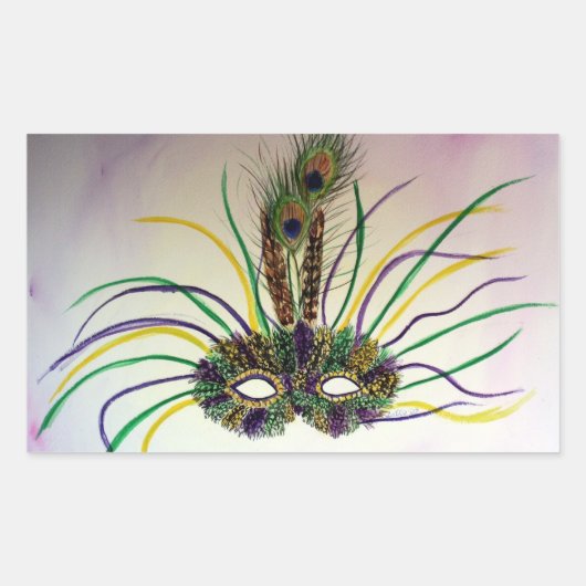 Carnival Feather Mask Art Masquerade Decal Sticker (Voorkant)