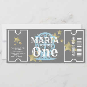 Carnival Ferris Wheel Birthday Ticket Party Grey Kaart