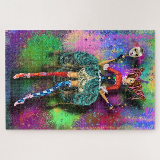 Carnival Fille Clown Joker Jester Puzzle Peinture (Horizontal)