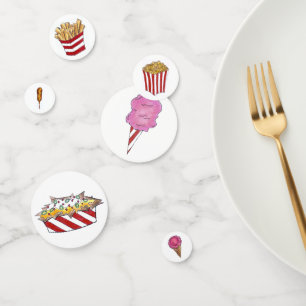 Carnival Food Nacho Cotton Snoep Popcorn Ice Cream Confetti