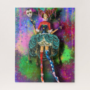 Carnival Girl - Clown Joker Jester - Painting Legpuzzel