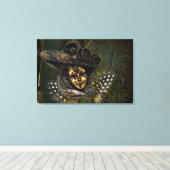 Carnival Mask-Green Damask Wrapped Canvas (Insitu (Houten vloer))