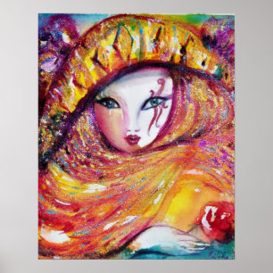 CARNIVAL MASK IN GEEL MET RODE ROSE ROSE POSTER