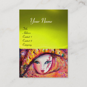 CARNIVAL MASK IN GEEL MET ROSE, Topaz Visitekaartje