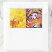 CARNIVAL MASK IN GOLD YELLOW MET RODE ROSE RECHTHOEKIGE STICKER (Tas)