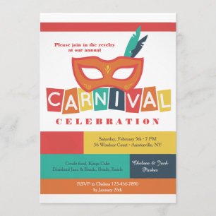 Carnival Mask Invitation Kaart
