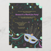 Carnival Mask Invitation Kaart (Voorkant / Achterkant)