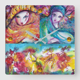 CARNIVAL NIGHT Masquerade maskers, Dance and Music Vierkante Klok