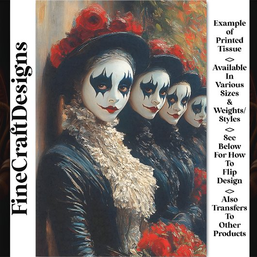 Carnival Noir Victoriaans Mime Vrouwen BJ5 Decoupa Tissuepapier