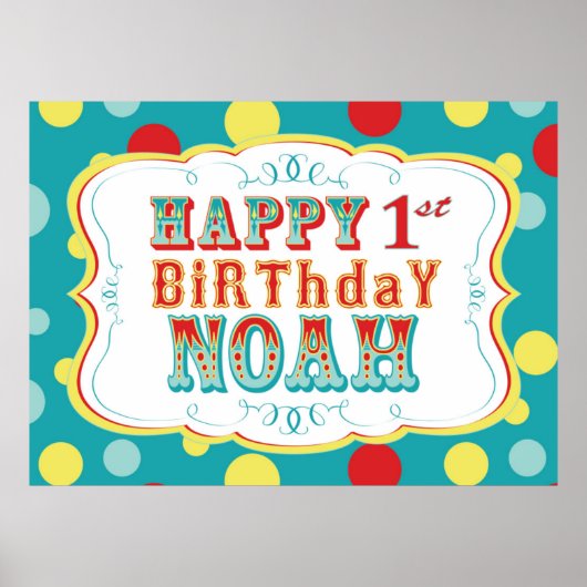 Carnival of Circus Birthday Banner Noah Poster (Voorkant)