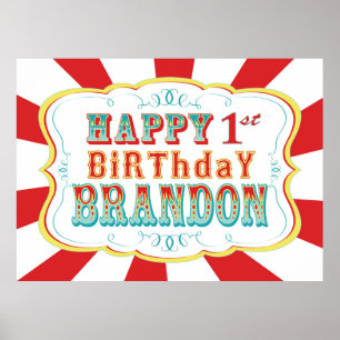 Carnival of Circus Birthday Banner voor Brandon Poster