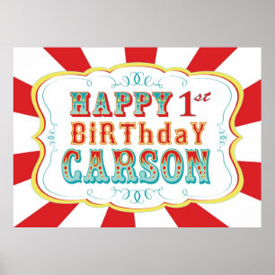 Carnival of Circus Birthday Banner voor Carson Poster