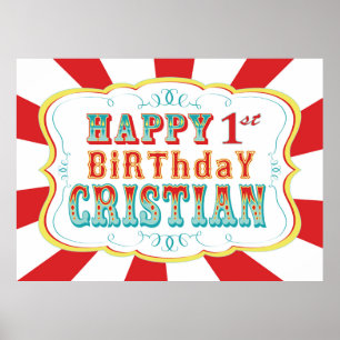 Carnival of Circus Birthday Banner voor Cristian Poster