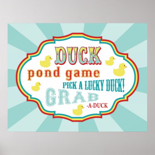 Carnival of Circus Duck Pond Game Sign. Poster (Voorkant)