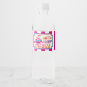 Carnival of Circus, Hot Pink Birthday Spectaculair Waterfles Etiket