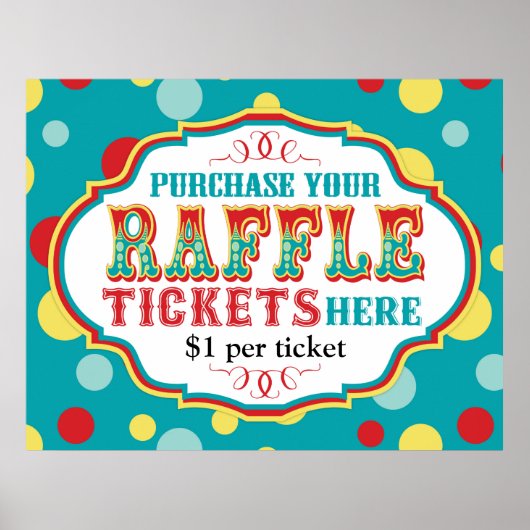 Carnival of Circus Raffle Ticket Booth Sign. Poster (Voorkant)