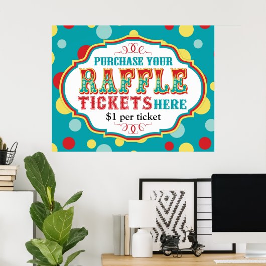 Carnival of Circus Raffle Ticket Booth Sign. Poster (Thuiskantoor)