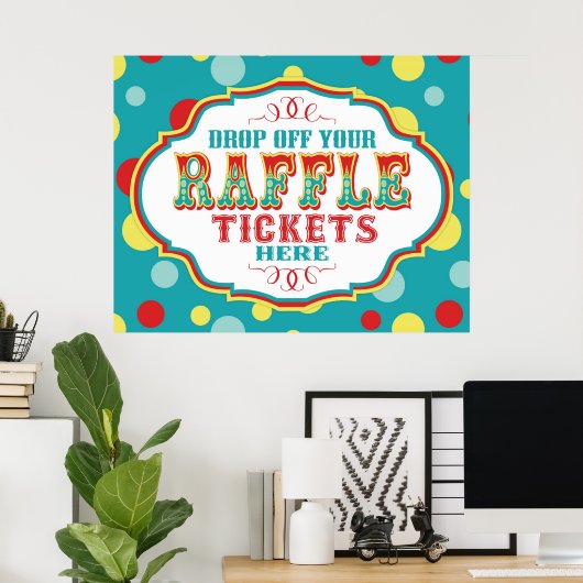 Carnival of Circus Raffle Ticket Booth Sign. Poster (Thuiskantoor)
