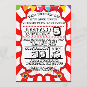 Carnival Party Invitation, Circus Invitation Kaart