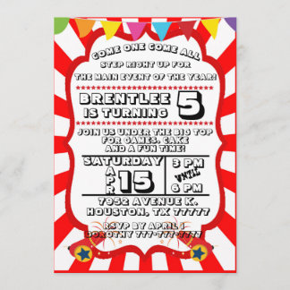 Carnival Party Invitation, Circus Invitation Kaart