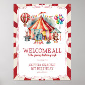 Carnival Sign Circus Animals Birthday Welkomstteke Poster (Voorkant)