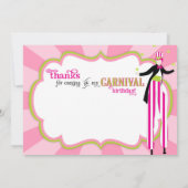 Carnival Stilt Walker & Cotton Snoep Dank je wel 3 Bedankkaart (Achterkant)