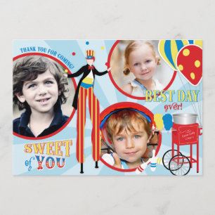 Carnival Stilt Walker Cotton Snoep Hartelijk dank Bedankkaart