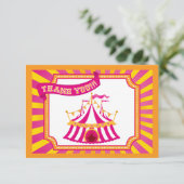 Carnival Tent | Oranje en roze kaarten met dank (Staand voorkant)