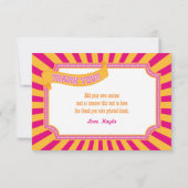 Carnival Tent | Oranje en roze kaarten met dank (Achterkant)