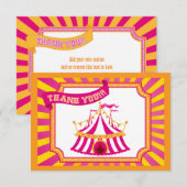 Carnival Tent | Oranje en roze kaarten met dank (Voorkant / Achterkant)