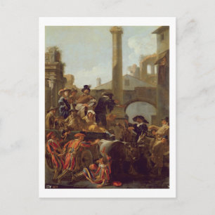 Carnival Time in Rome, 1653 (olie op canvas) Briefkaart