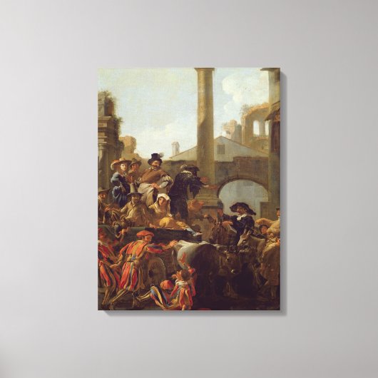 Carnival Time in Rome, 1653 (olie op canvas) Canvas Afdruk (Voorkant)