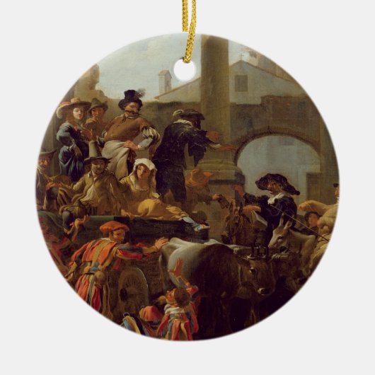Carnival Time in Rome, 1653 (olie op canvas) Keramisch Ornament (Voorkant)