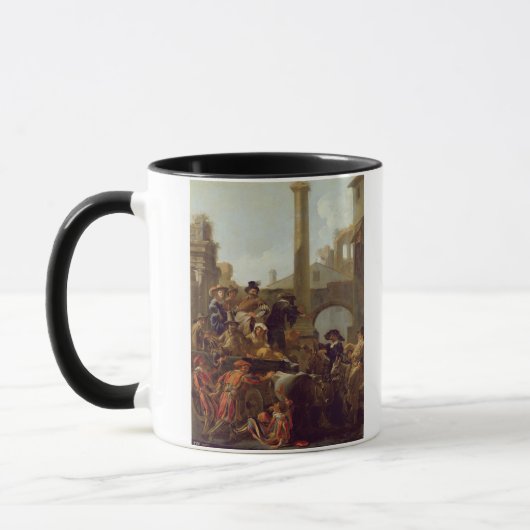 Carnival Time in Rome, 1653 (olie op canvas) Mok (Links)