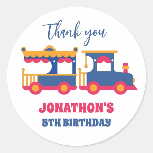 Carnival Train for Kids Birthday Party Favor Ronde Sticker (Voorkant)