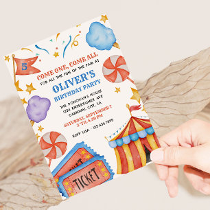 Carnivals Ticket en Snoep Kinderverjaardagsfeestje Kaart
