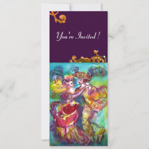 CARNIVALSDANS, levendig roze blauw geel bloeiend Kaart
