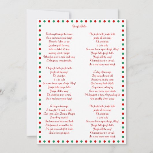 Carol Carol Jingle Bells Cartes de Noël (Devant)