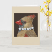 Carol le cardinal avec une carte de voeux perles (Fleur jaune)