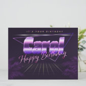 Carol Nom Prénom lila retro Carte Anniversaire (Debout devant)