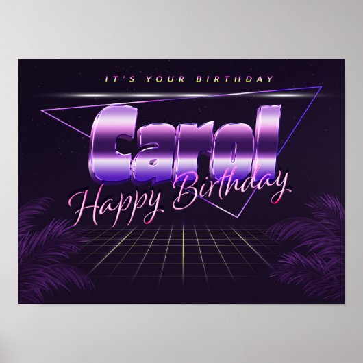 Carol Nom Vorname lila retro Poster Geburtstag (Devant)
