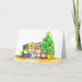 Carol Singing Cats Greeting Kaart (Voorkant)