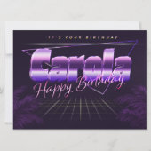 Carola Name Vorname lila retro Karte Geburtstag Kaart (Voorkant)
