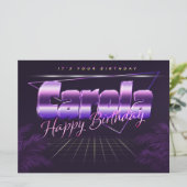 Carola Nom Prénom carte rétro lilas pour anniversa (Debout devant)