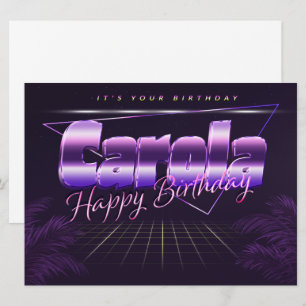 Carola Nom Prénom lila retro Carte Anniversaire
