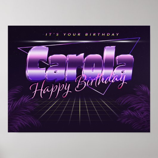 Carola Nom Vorname lila retro Poster Geburtstag (Devant)