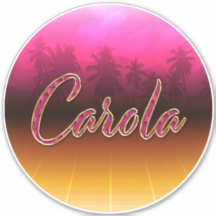 Carola prénom nom autocollant rose doré