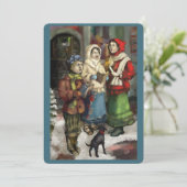 Carolers de Noël de Dickensian peignant la carte (Debout devant)