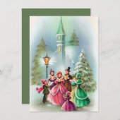 Caroleurs de Noël Vintage ajouter carte de message (Devant / Derrière)